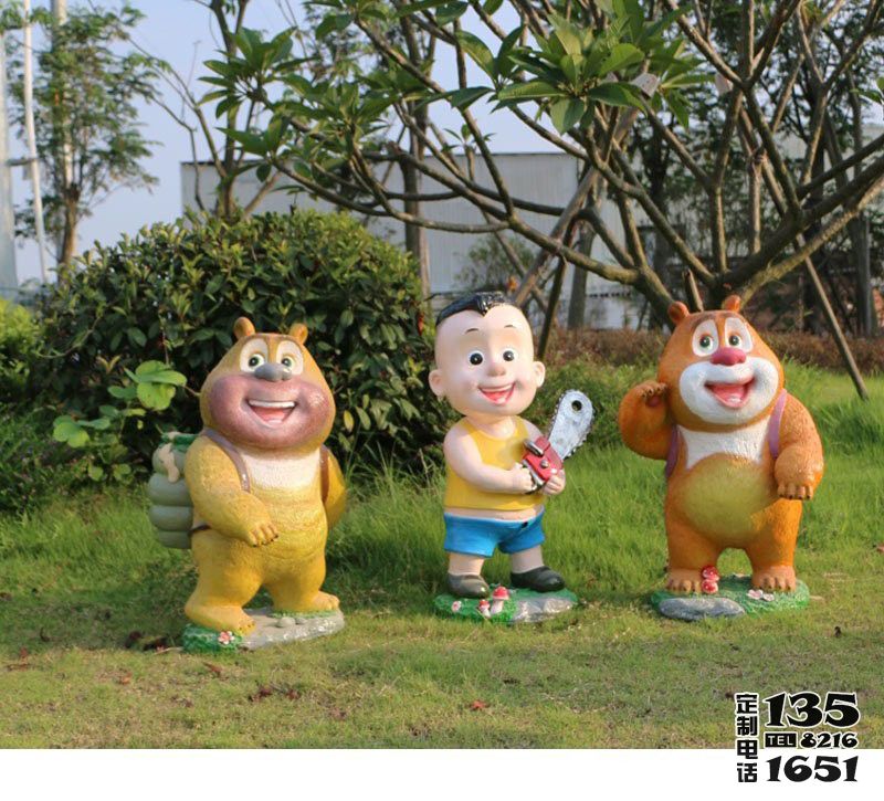 兒童游樂園擺放熊出沒小光頭強玻璃鋼卡通動畫人物雕塑 兒童游樂園擺放熊出沒小光頭強玻璃鋼卡通動畫人物雕塑
